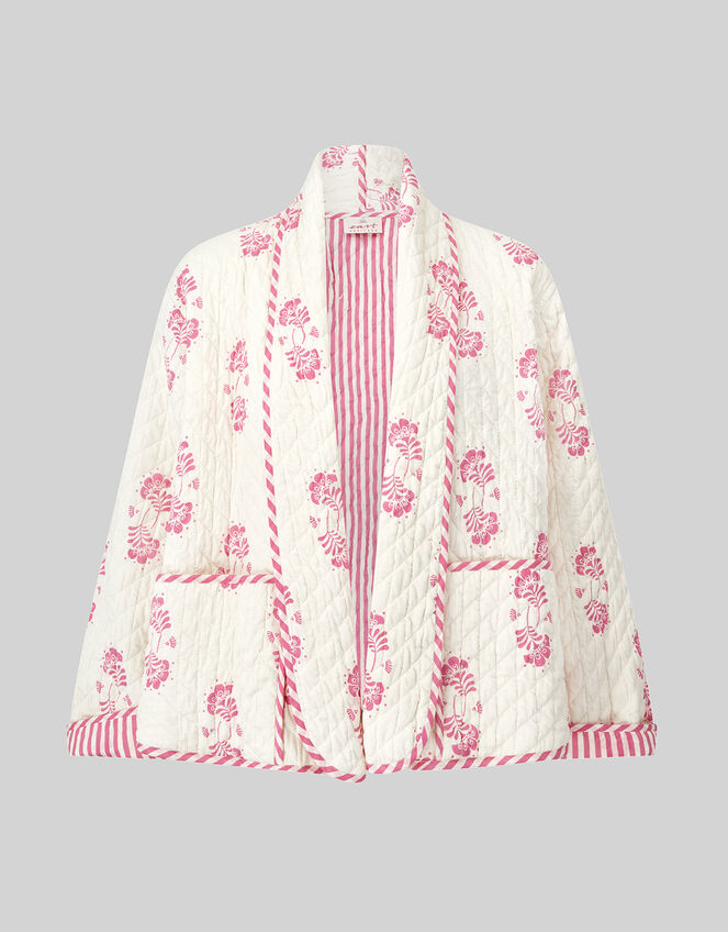 East Millie Floral Print Quilted Jacket, Pink (PINK), large