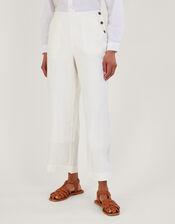 Pull-On Linen Trousers, White (WHITE), large