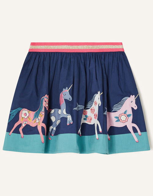 Applique Horse Scene Skirt, Blue (BLUE), large