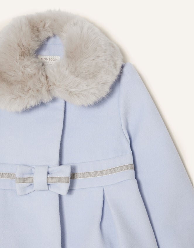 Baby Fluffy Collar Bow Coat, Blue (PALE BLUE), large