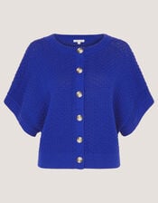 Sienna Short Sleeve Knit Cardigan, Blue (COBALT), large