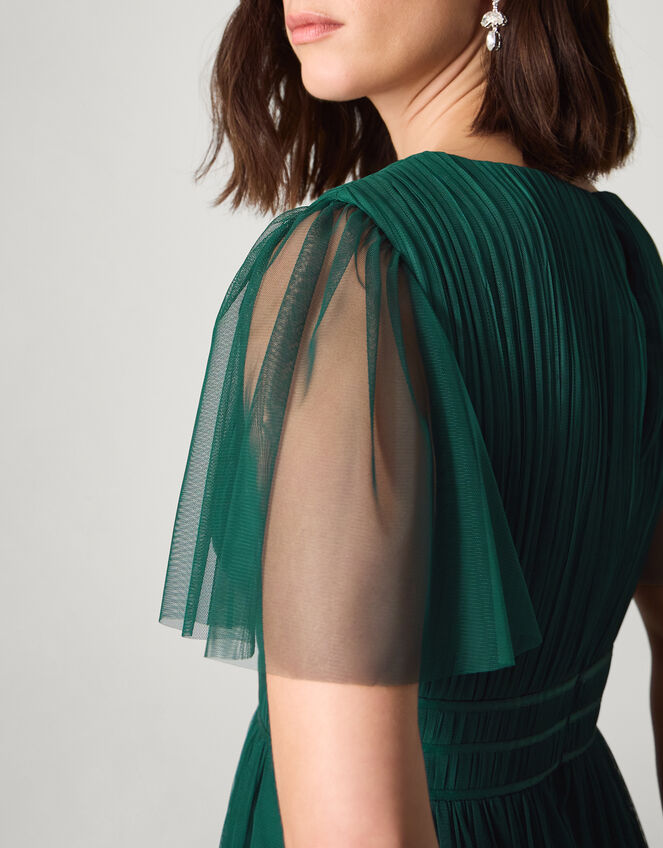 Emily Short Sleeve Tulle Bridesmaid Dress, Green (DARK GREEN), large