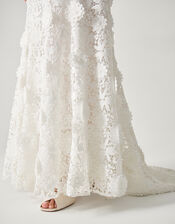 Clare Floral Embroidered Bardot Wedding Dress, Ivory (IVORY), large