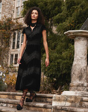 Valentina Velvet Lace Dress, Black (BLACK), large