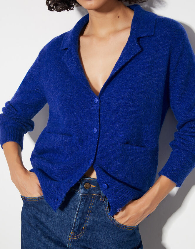 Cora V-Neck Collared Cardigan, Blue (COBALT), large
