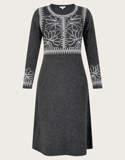 Cora Cornelli Dress, Grey (CHARCOAL), large