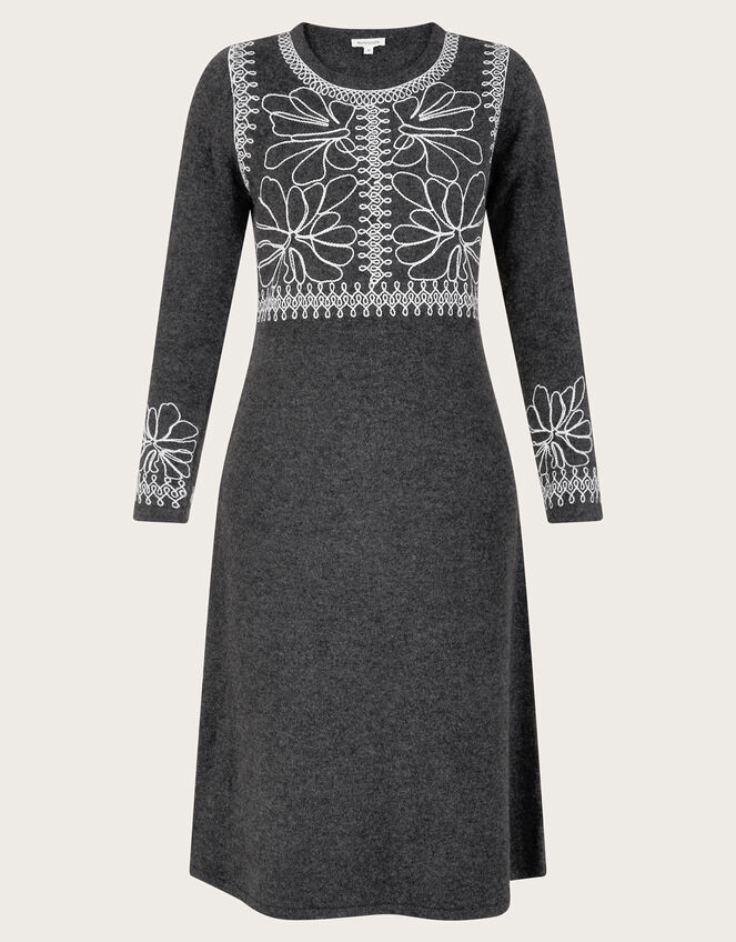 Cora Cornelli Dress, Grey (CHARCOAL), large