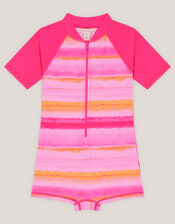 Tie Dye UPF50+ Short Sleeve Swimsuit, Pink (PINK), large
