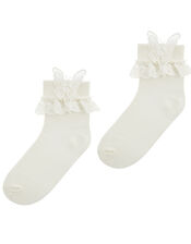 Butterfly Hair Clip and Socks Set, Ivory (IVORY), large
