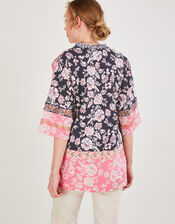 Premium Floral Print Embellished Jacket, Black (BLACK), large