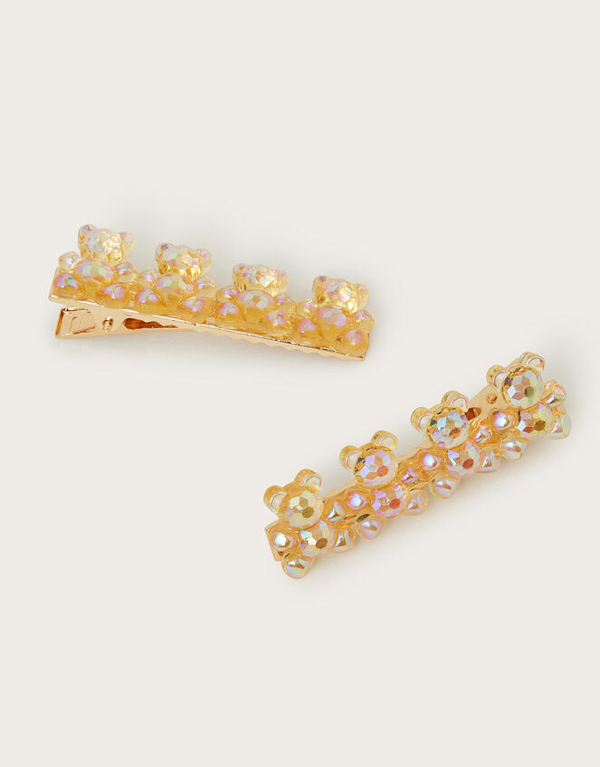 2-Pack Sparkle Teddy Hair Clips, , large