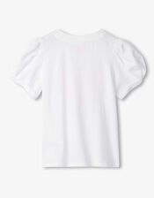 Hatley Sequin Heart Twist Sleeve T-Shirt, White (WHITE), large