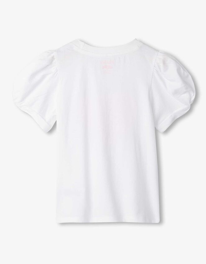 Hatley Sequin Heart Twist Sleeve T-Shirt, White (WHITE), large