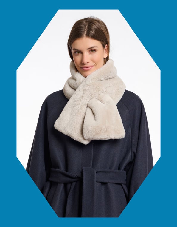 Rino & Pelle Stip Faux Fur Scarf, , large