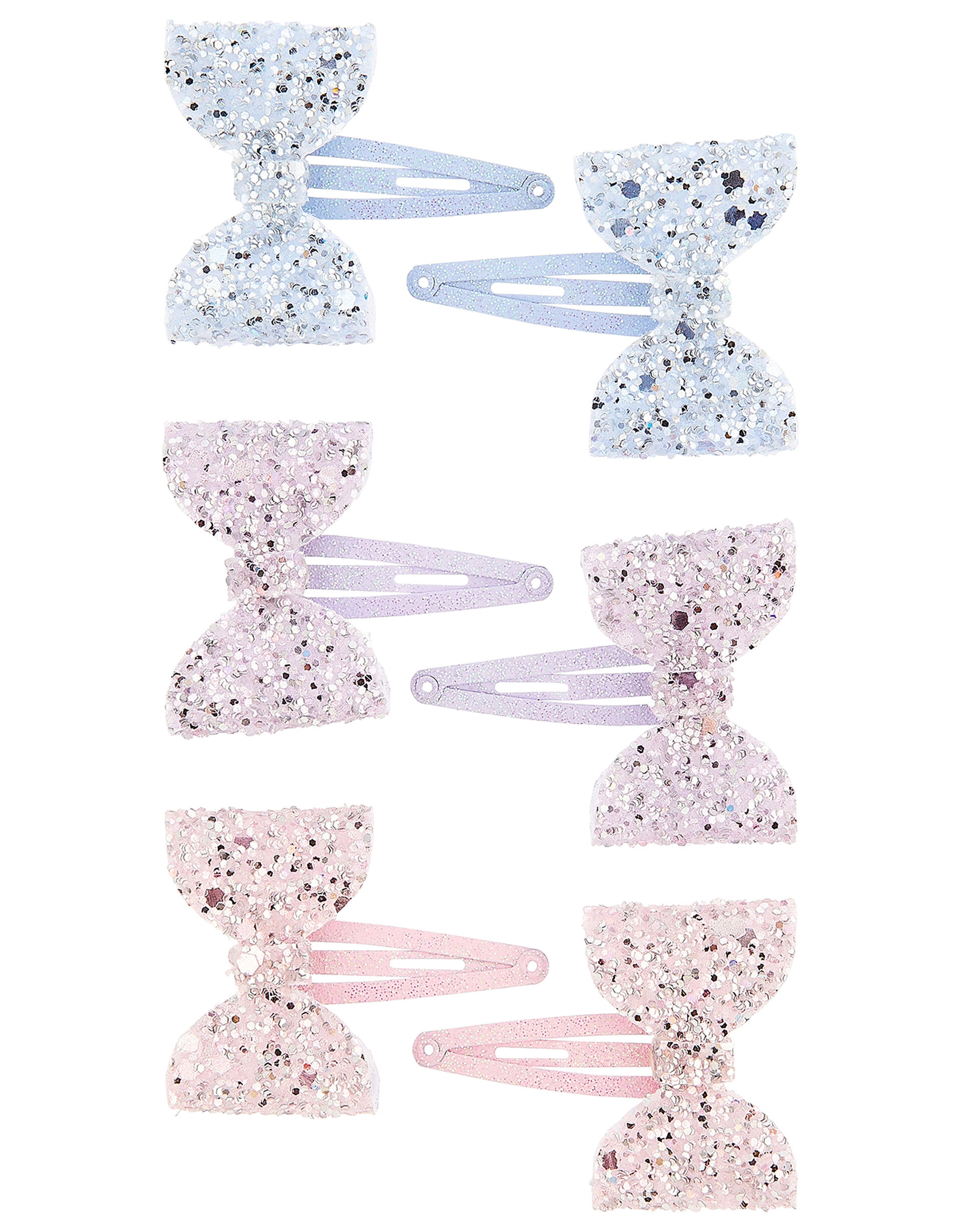 Frosted Bow Hair Clips, , large