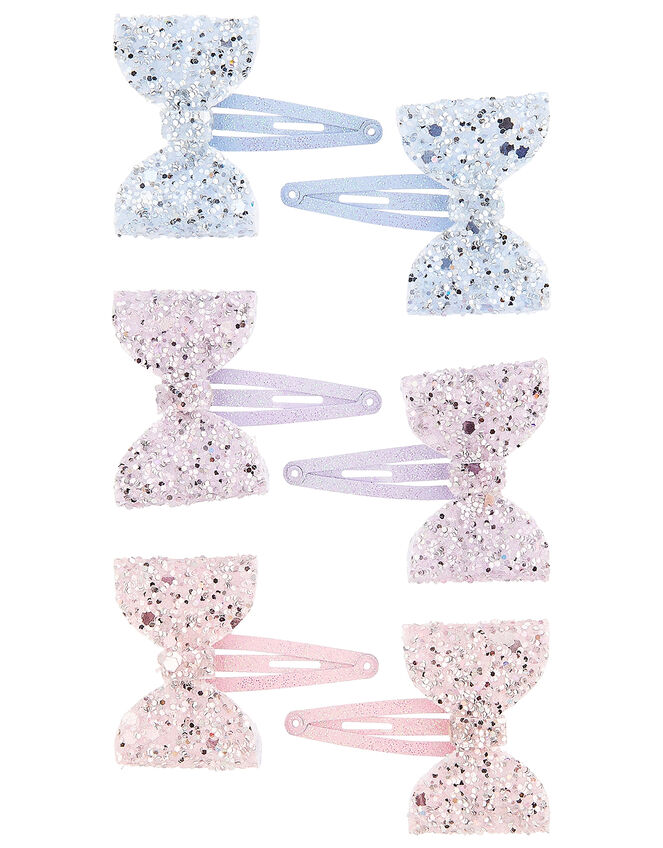 Frosted Bow Hair Clips, , large