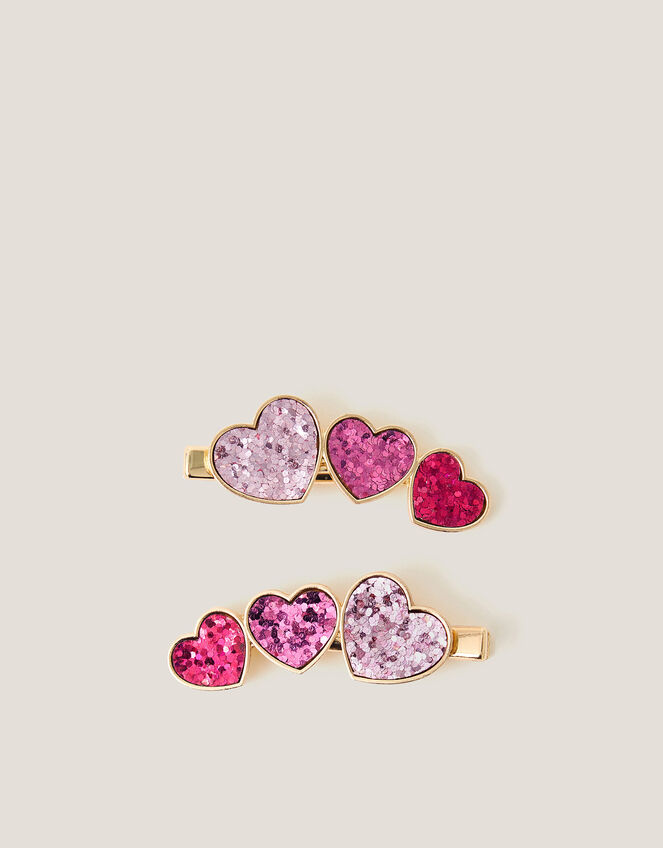 Glitter Hearts Hair Clips, , large