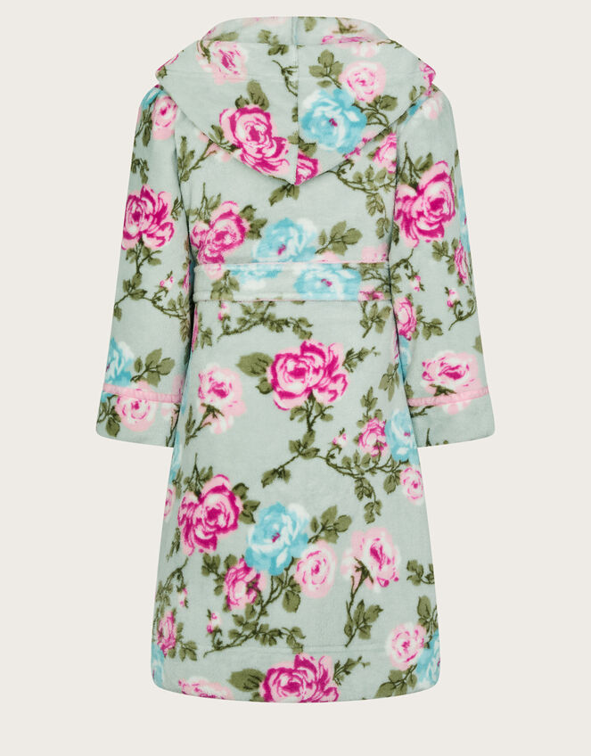 Fleece Floral Print Dressing Gown, Pink (PINK), large