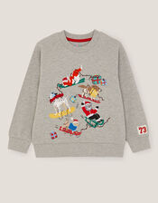 Ski Dogs Christmas Sweatshirt, Grey (GREY), large