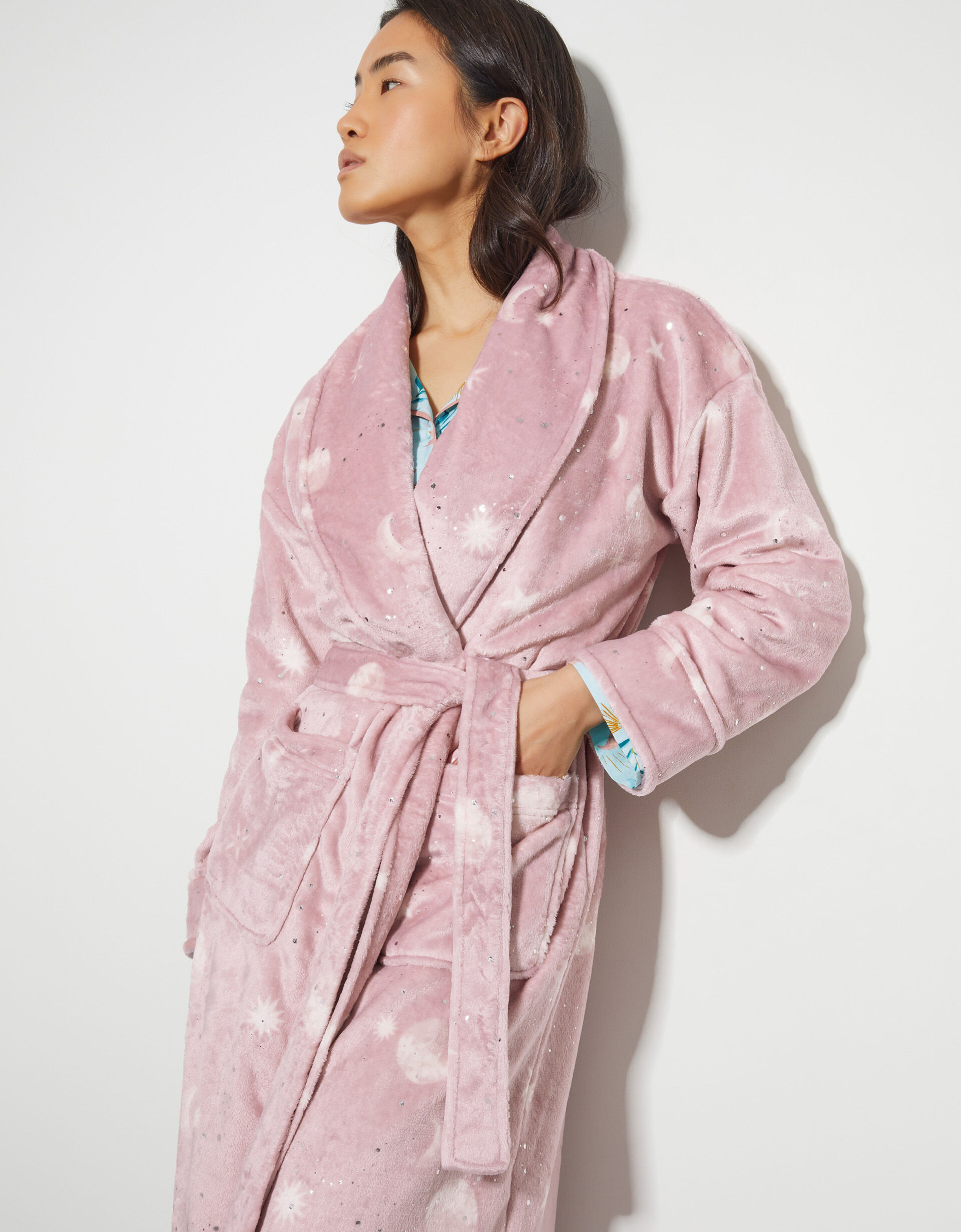 Sami Star Print Dressing Gown Pink
