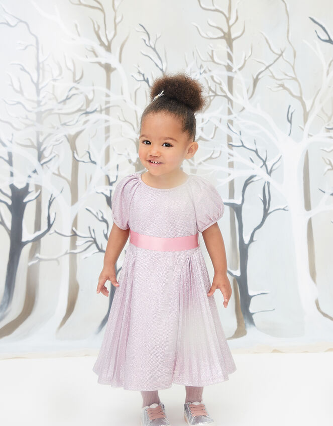 Baby Mercury Shimmer Pleated Dress, Pink (PINK), large