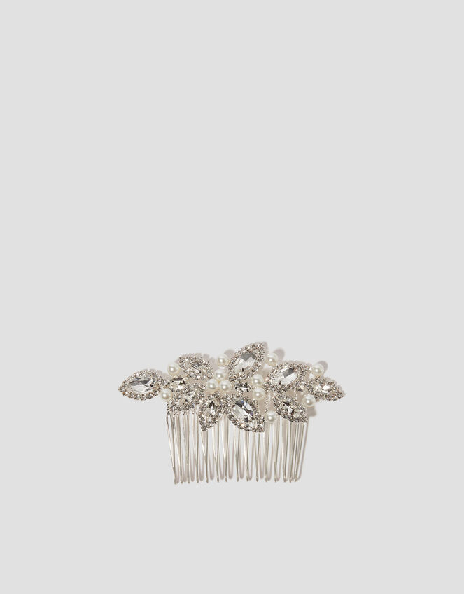Floral Embellished Hair Comb Clip, , large