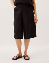 Lulu Linen Bermuda Shorts, Black (BLACK), large