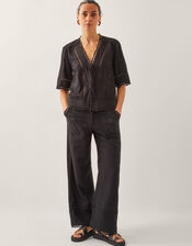 Hayley Embroidered Trousers, Black (BLACK), large