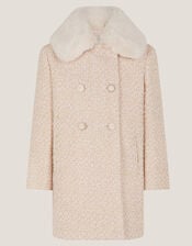 Detachable Collar Tweed Coat, Cream (CREAM), large