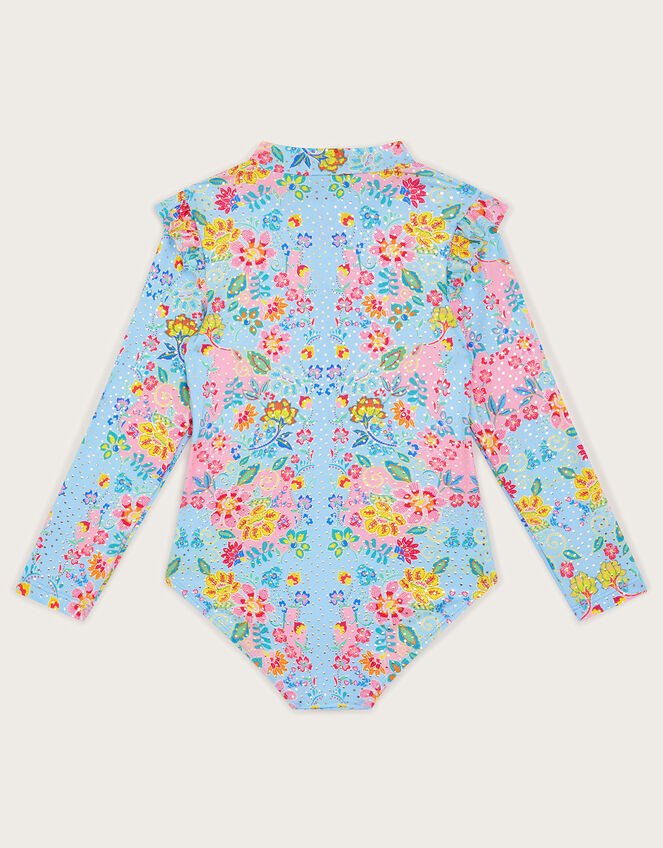 Floral Swimsuit, Blue (BLUE), large