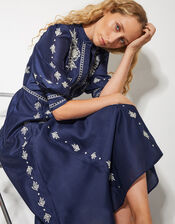 Nadia Embroidered Midi Shirt Dress, Blue (NAVY), large