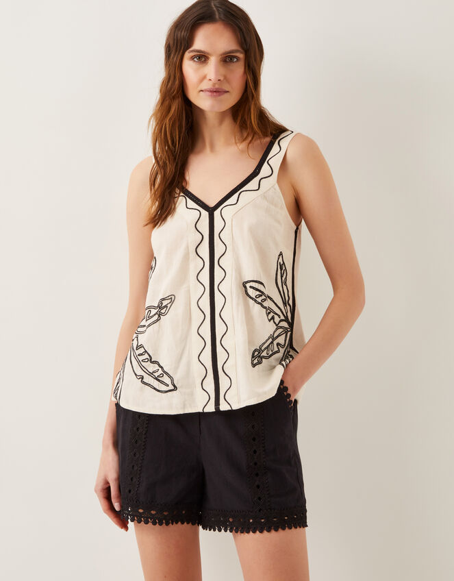 Hope Leaf Embroidered Cami Top, Natural (NATURAL), large