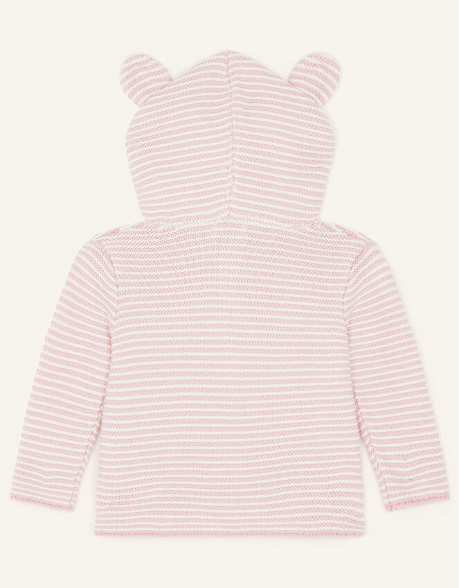 Newborn Bunny Striped Cardigan, Pink (PINK), large