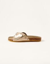 Mimi Metallic Leather Sandals, Gold (GOLD), large