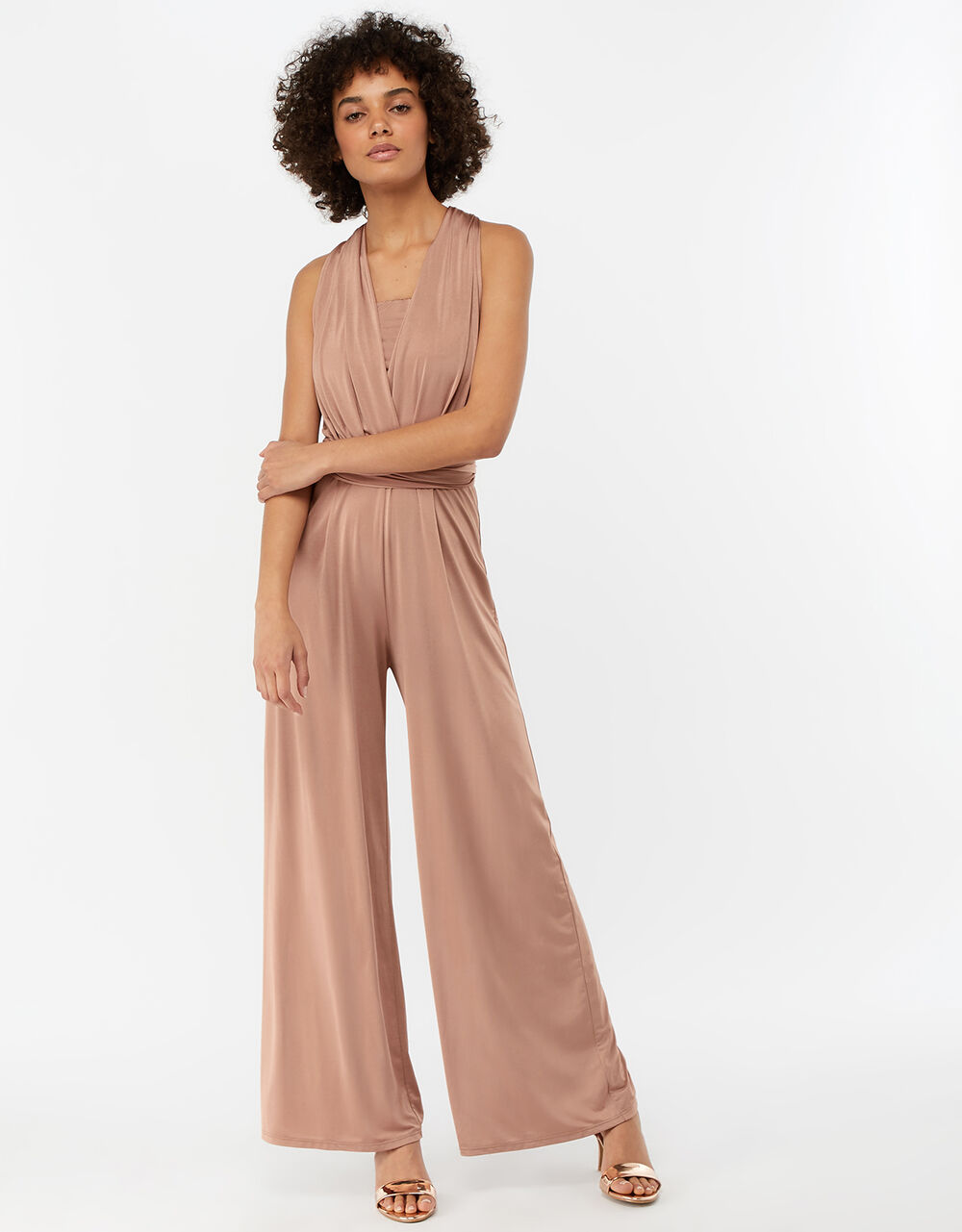 Women Women's Clothing | Taylor Twist Me Tie Me Bridesmaid Jumpsuit Pink - EL36187