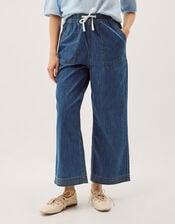 Heidi Drawstring Regular Wide Leg Jeans, Blue (MID AUTHENTIC BLUE), large