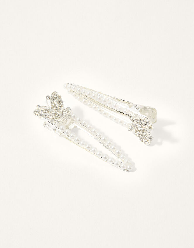 Pearly Papillon Hair Clip Twinset, , large