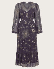 Cassie Zodiac Midi Dress, Blue (MIDNIGHT), large