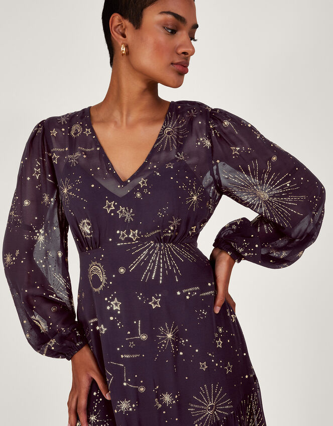 Cassie Zodiac Midi Dress, Blue (MIDNIGHT), large