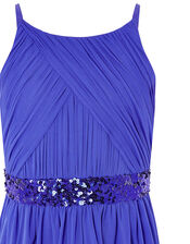 Chiffon Hanky Hem Prom Dress, Blue (BLUE), large