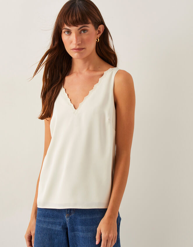 Heidi Satin Cami Top, Ivory (IVORY), large