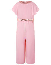 Megan Sequin Wide-Leg Jumpsuit, Pink (DUSKY PINK), large