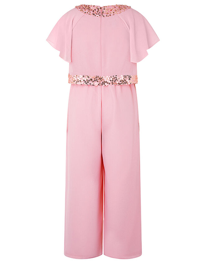 Megan Sequin Wide-Leg Jumpsuit, Pink (DUSKY PINK), large