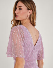 Elizabeth Embellished Maxi Dress in Recycled Polyester, Pink (PINK), large