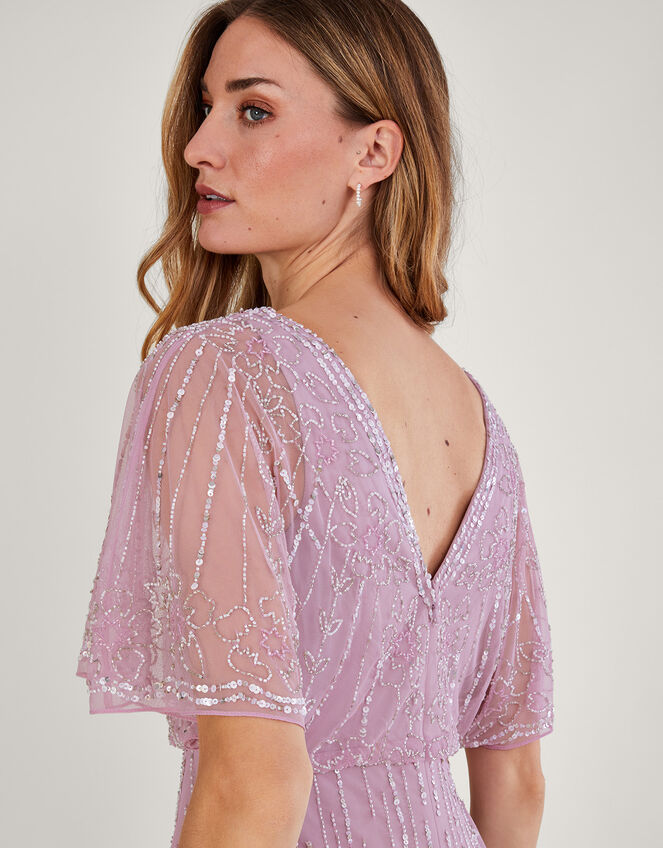 Elizabeth Embellished Maxi Dress in Recycled Polyester, Pink (PINK), large