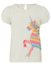 Unicorn Pinata Shimmer T-Shirt, Ivory (IVORY), large