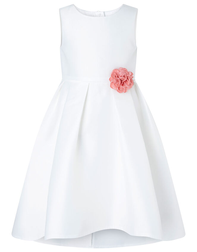 Corsage Belt Hi-Low Dress, Ivory (IVORY), large