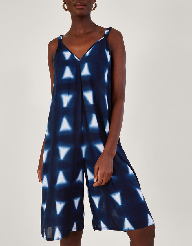 Batik Dye Triangle Romper, Blue (NAVY), large