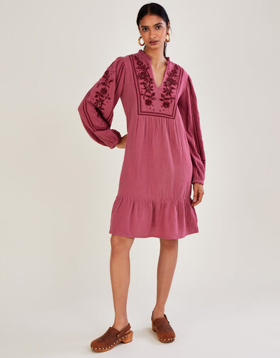 Embellished Double Faced Short Dress Pink, Pink (PINK), large