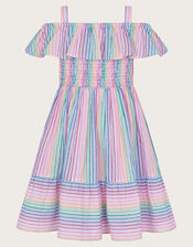  Stripe Frill Beach Dress, Ivory (IVORY), large